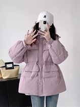 Ai Laiyi 2023 New Korean Department Closeted Down down jacket Womens mid-winter white duck suede with cap stand to keep warm