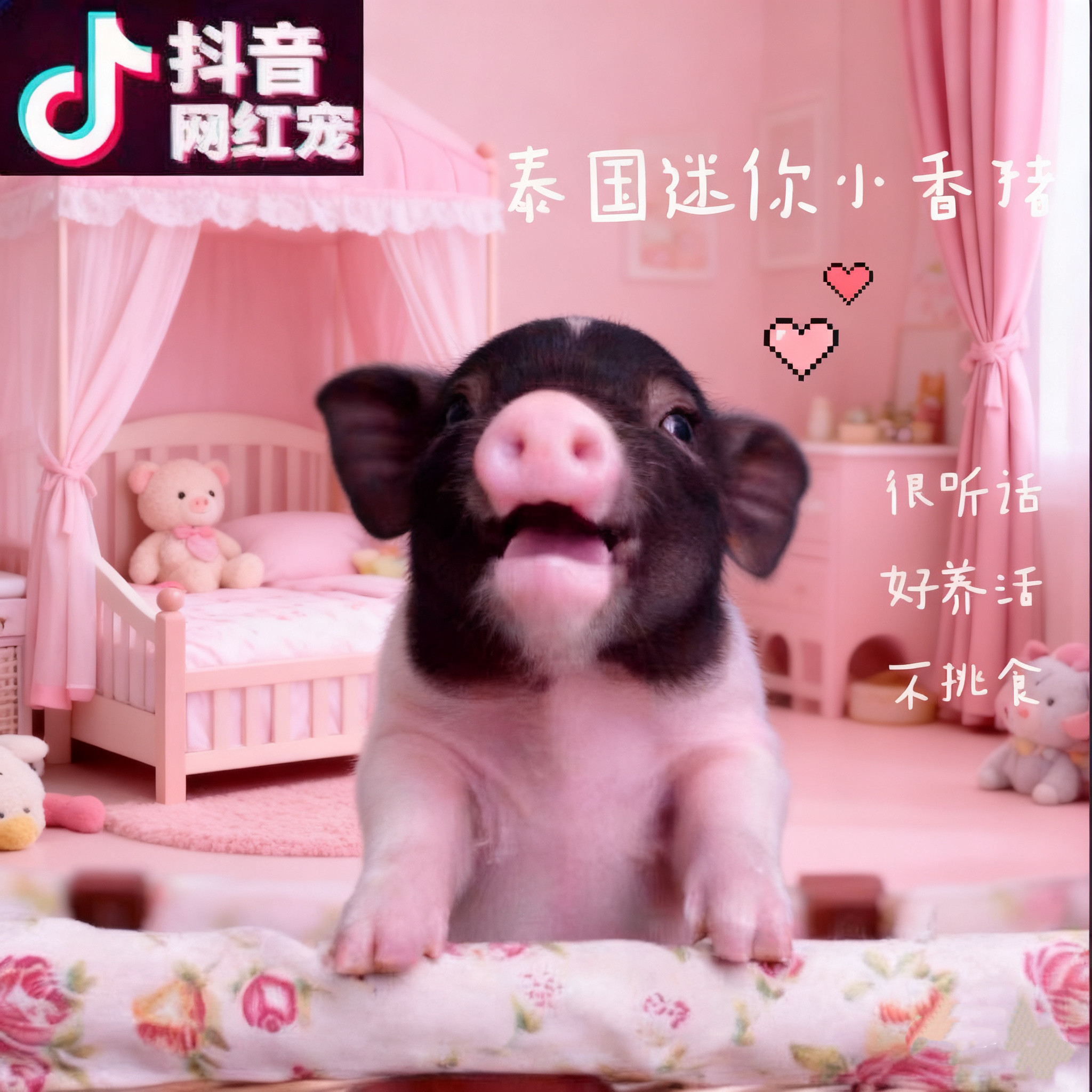 泰国迷你小香猪活体长不大宠物猪小型可爱萌宠网红幼崽活物猪,淘宝优惠券,粉丝福利购,淘宝优惠卷