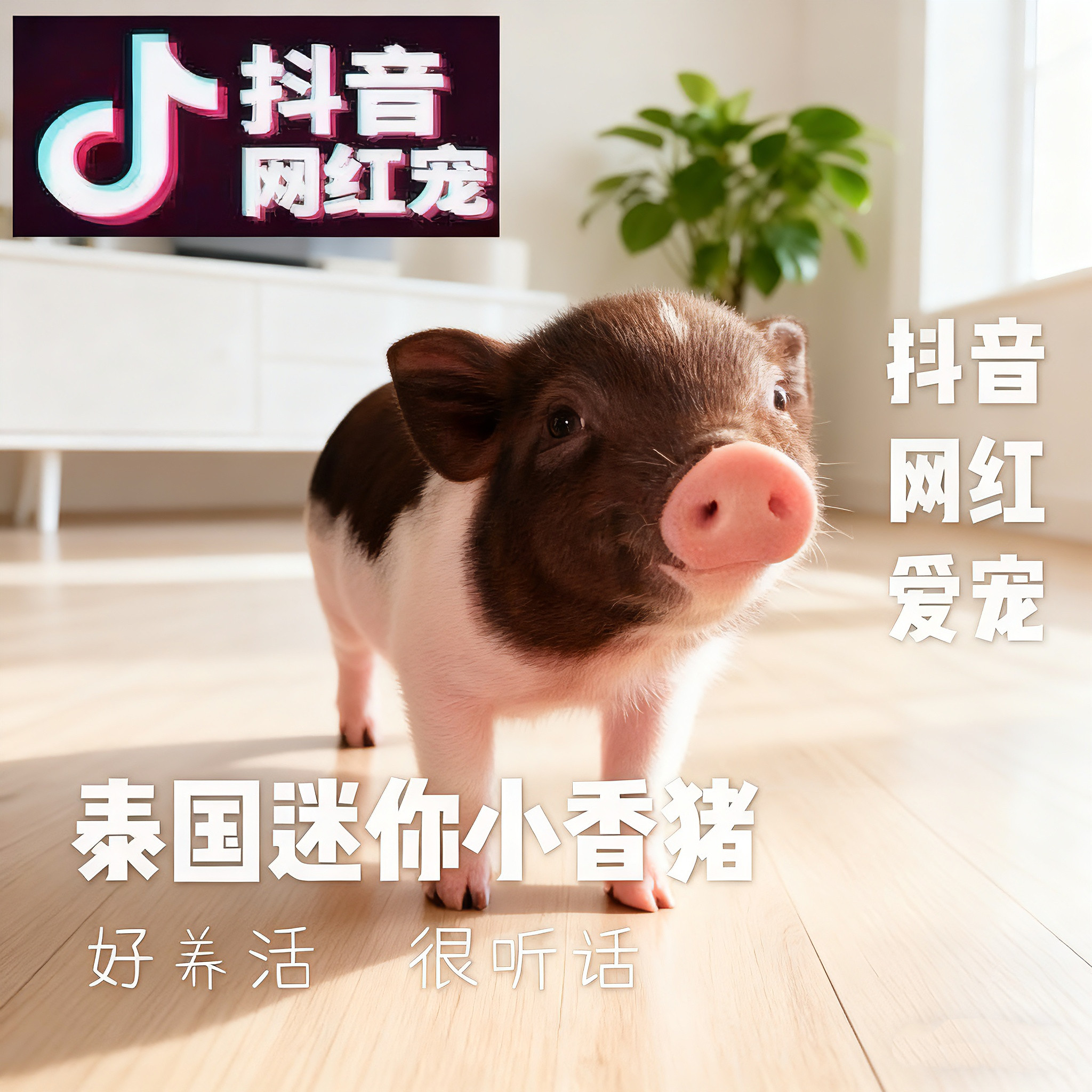 泰国迷你小香猪活体长不大宠物猪小型可爱萌宠网红幼崽活物猪,淘宝优惠券,粉丝福利购,淘宝优惠卷