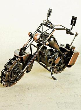 新款家居装饰品特大号霸气炼条摩托车模型工艺摆件装饰礼品二色选