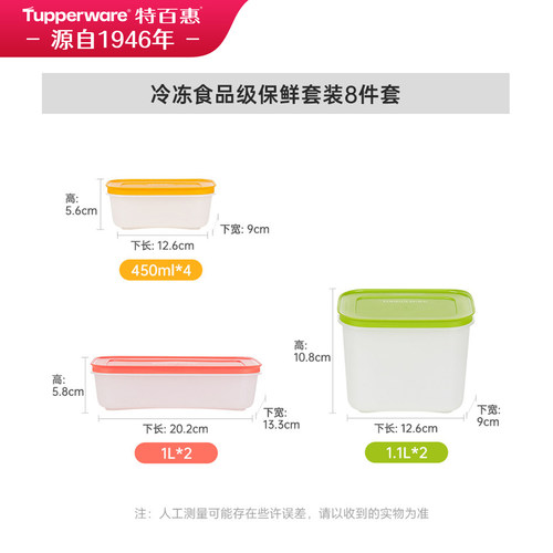 特百惠新冷冻雪影保鲜8件套食品级pp家用冰箱保鲜水果收纳密封盒 - 图0