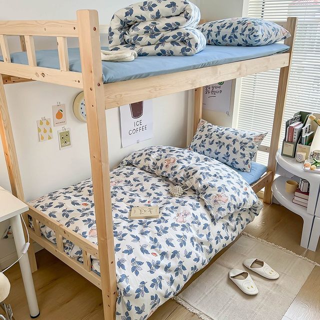 Pure cotton three-piece set student dormitory single dormitory y bunk bed sheet quilt cover six-piece set high school living school