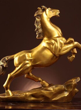 铜马摆件风水招财马到成功纯铜家居客厅办公O室装饰工艺品大号唐