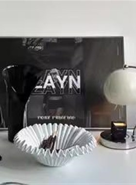 简约现代波浪黑色中古果盘法式果C碗餐桌茶几桌面收纳装饰艺术摆
