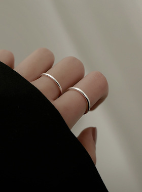999纯银戒指女素圈指环食指无名指尾戒情侣圈戒实心固口简约百搭