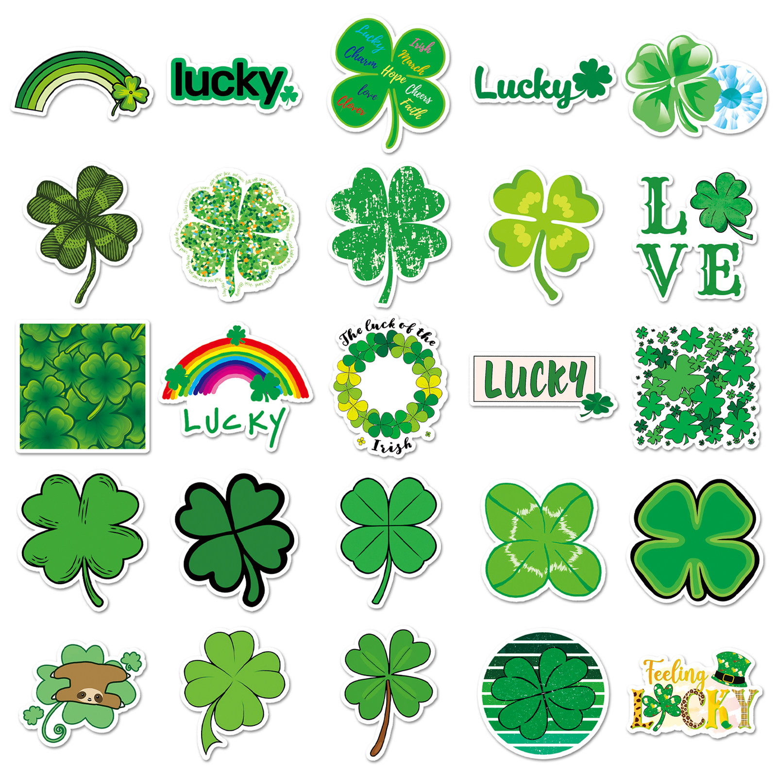 100张四叶草贴纸幸运草个性创意卡通涂鸦素材装饰贴画冰箱咕卡手账保温杯电动车摩托车行李箱手机壳防水贴纸,淘宝优惠券,粉丝福利购,淘宝优惠卷