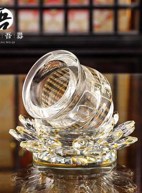 水晶莲花圣水杯大悲水供佛杯佛前供杯大悲咒供水杯佛堂佛具用品