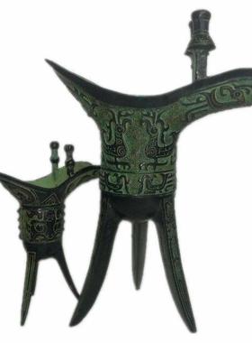 父辛爵仿古青铜器酒杯摆件酒樽古代帝王杯三足杯酒柜厅柜装饰品