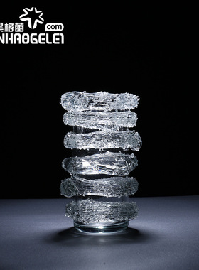 手工现代冰川纹玻璃花瓶酒店A别墅样板房客厅餐厅卧室摆件