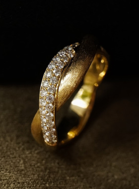 通体s925纯银意大利中古双环拉丝工艺高级感复古轻奢法式戒指指环