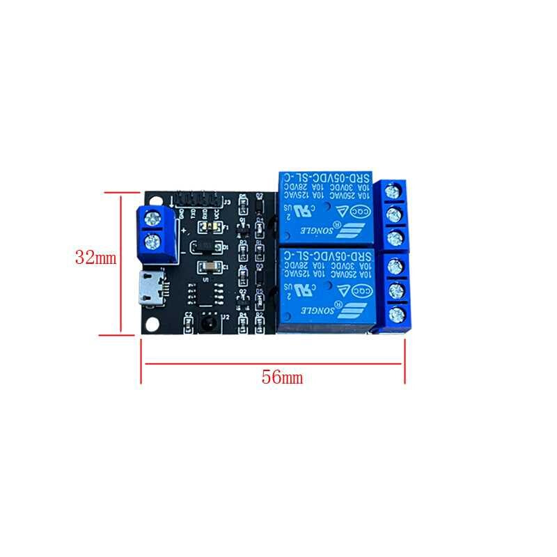 二路继电器模块控制板红外遥控继电器 T1TL串通讯a口rduino 5V 0A-图2