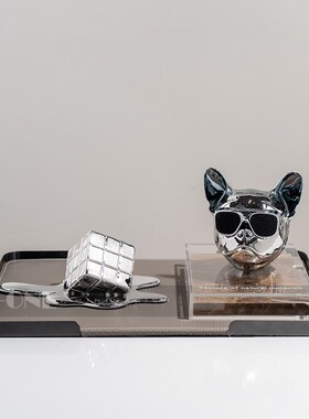 Rzone 现代轻奢设计师软装饰品高级感J融化流体魔方简约压书小摆