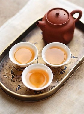 复古黄铜茶承茶托茶盘茶具水果盘装饰摆盘收M纳盘仿古茶垫壶承摆