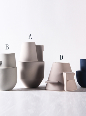 现代简约创意几何陶瓷花瓶摆件家居样板房间售Q楼部酒店花器装饰