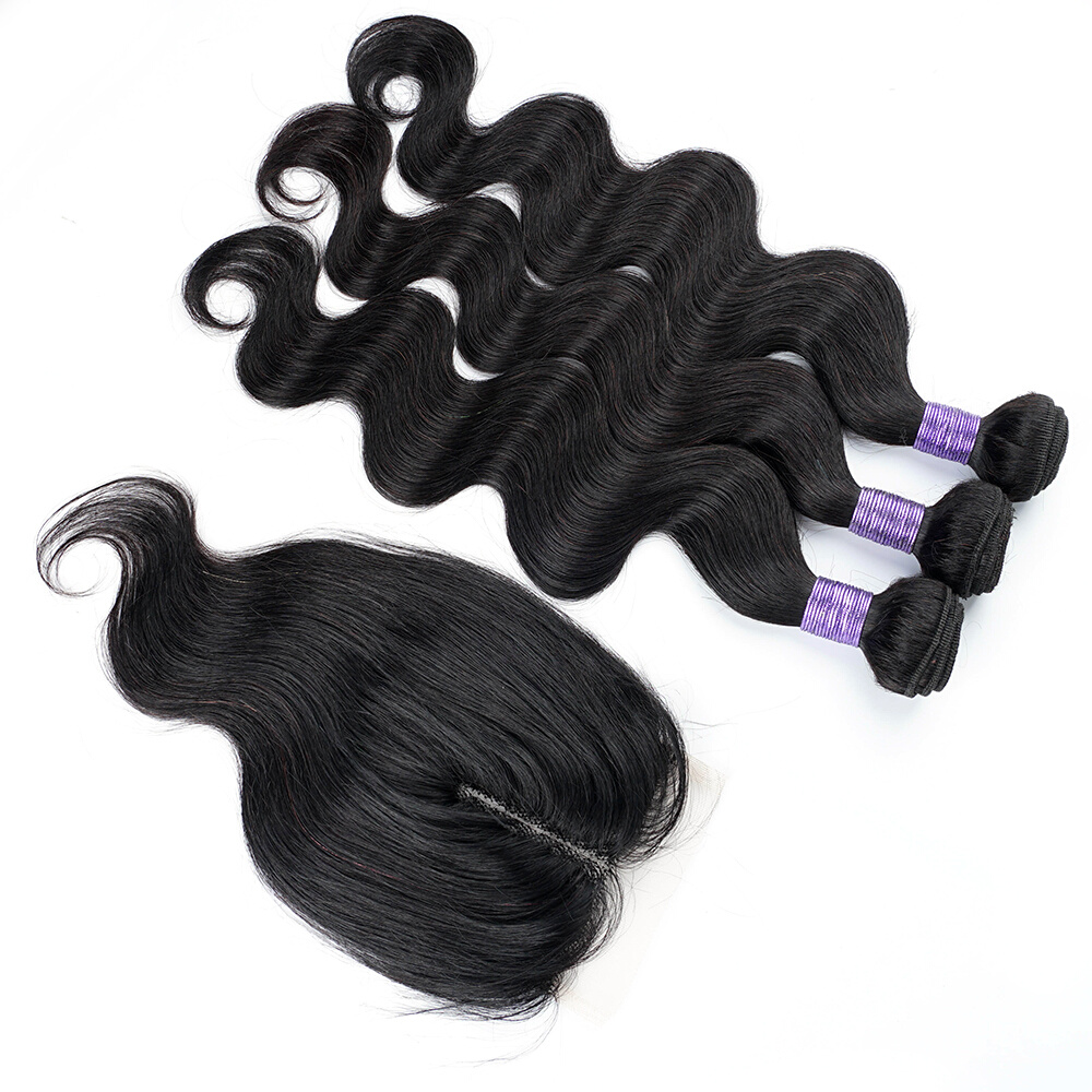 Gemlong Body Wave 3 Bundles With 4*4 Lace Closure Remy Brazi - 图0