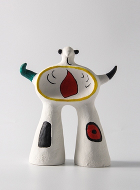 简约陶瓷抽象羊人猎m犬狗动物雕塑摆件现代北欧样板间客厅玄关装