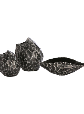 北欧家居b异形纹理金属花瓶花盆小摆设现代创意客厅电视柜桌面摆