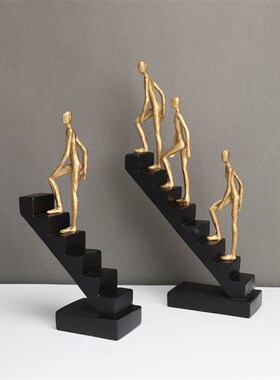 新中式树脂金人攀登样板房售楼部卧D室书房客厅餐厅电视柜饰品摆