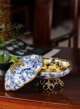 西式奢华糖果罐 欧式o复古摆件 美式储物盖坛法式首饰盒子茶几摆