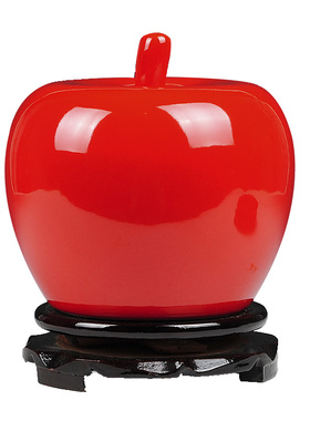 新品景德镇陶瓷器 中国红纯色苹果摆件 家居装饰工艺品Z摆设 结婚