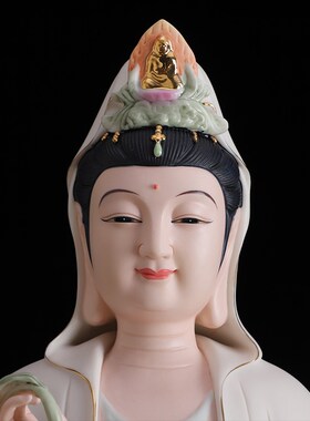 极速白衣慈航观音佛像德化陶瓷观音神像摆L件客厅玄关供奉禅意观