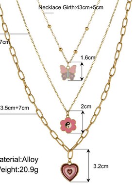 极速Colorful Butterfly Pyendant Necklace彩色蝴蝶叠戴多层项链