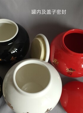 中号聚宝盆陶瓷罐摆件风水摆设招财局瓷坛子带盖黄黑白色红色罐子