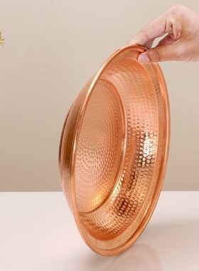 藏式果盘红铜盆洗脸盆洗漱婚庆盆加厚大口径铜盘家用供果盘多用盘