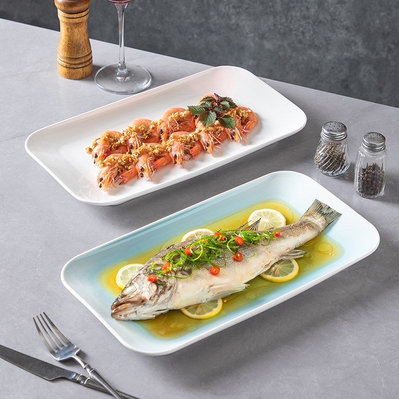 陶瓷盘子菜盘2024新款鱼盘家用商用蒸鱼盘子高级感鱼盘长方形盘子,淘宝优惠券,粉丝福利购,淘宝优惠卷
