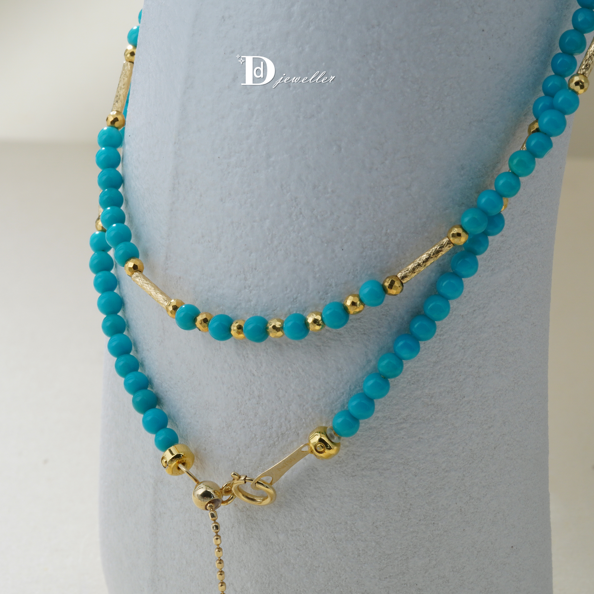 珠宝人DD18k金睡美人绿松石美松项链显白锁骨链颈链高瓷高蓝设计 - 图2