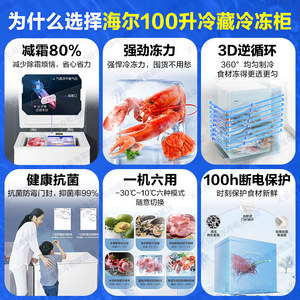 海尔冰柜100/200L家用小型一级商用速冻冷藏冷冻减霜两用冰箱冷柜