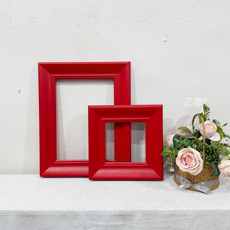 【多巴胺色系】美式法式欧式小众胭脂红色74mm实木油画框相框画框 - 图2