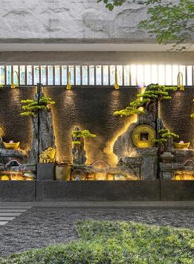 水幕墙假山流水喷泉鱼缸屏风酒店循环球办公室客厅会所落地摆件