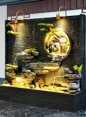 假山水幕墙喷泉水景摆件玄关庭院酒店流水屏隔断造景门厅鱼池装饰