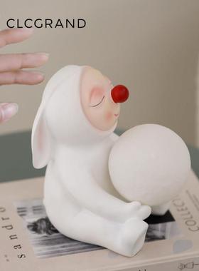 摆件小夜灯高级感卧室床头气氛儿童睡眠灯兔娃娃新人生日礼物饰品