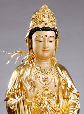 热销台湾纯铜贴金精品观音菩萨A佛像供奉大慈大悲观世音菩萨像佛