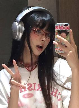 网红款复古红色小框Y2K辣妹眼镜框纯欲绿色素颜平光镜小脸凹造型