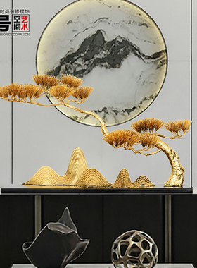 招财大型迎客松摆件m酒店大堂金属雕塑样板房客厅玄关软装饰艺术