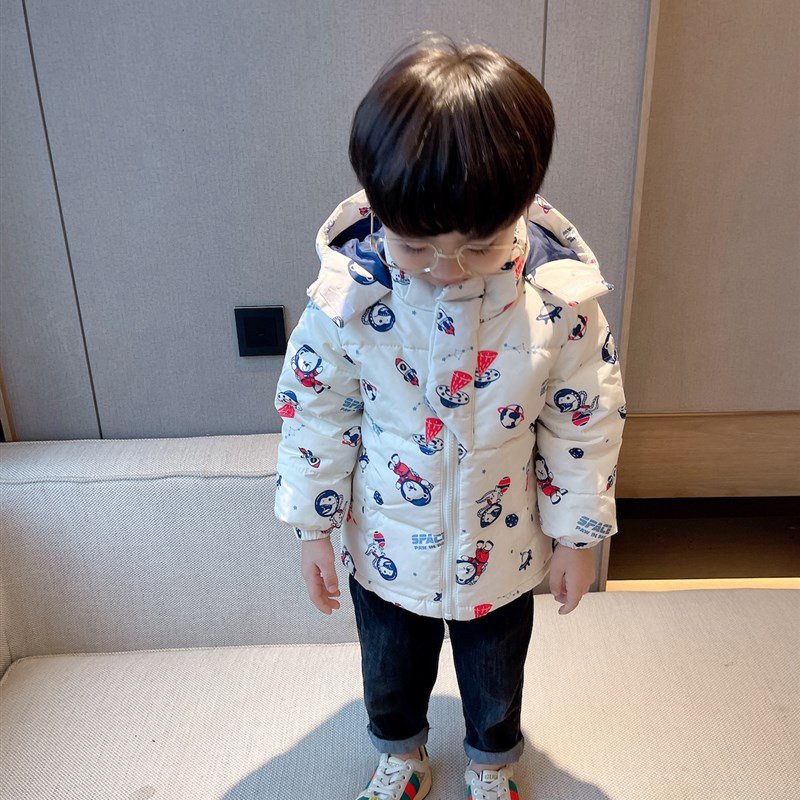 男童加厚儿童羽绒服中小童2021C冬季新款洋气韩版短款外套宝宝棉 - 图0