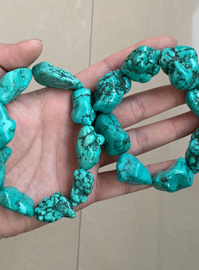 湖北天然原矿绿松石随形原石手串E原料毛料手链圆珠散珠吊坠挂件