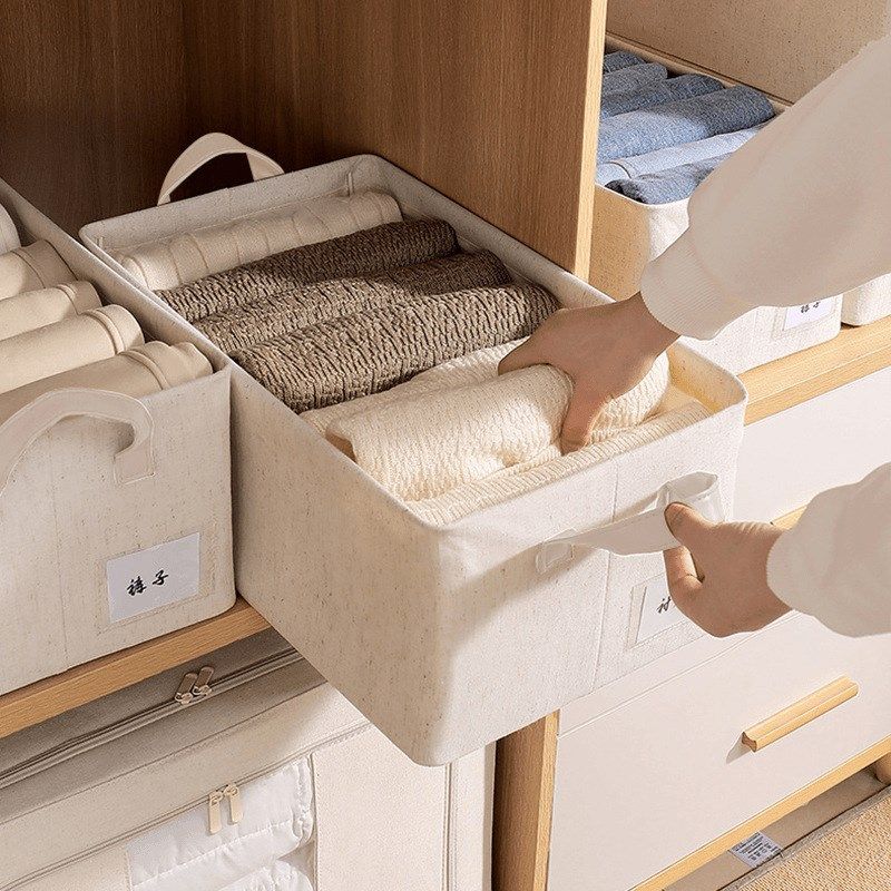 天山棉麻收纳盒衣柜收纳盒烤漆钢架pp底板可水洗衣物裤子毛衣收纳,淘宝优惠券,粉丝福利购,淘宝优惠卷