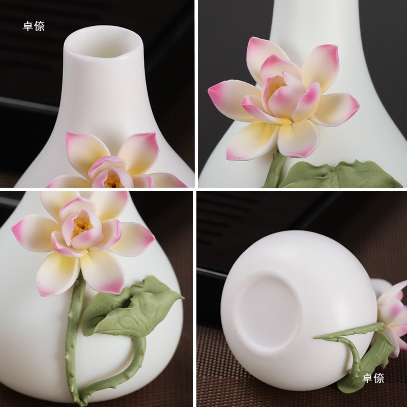陶瓷手捏小花瓶家居生活装饰品手工捏花创意小瓷瓶插花瓶工艺摆件 - 图2