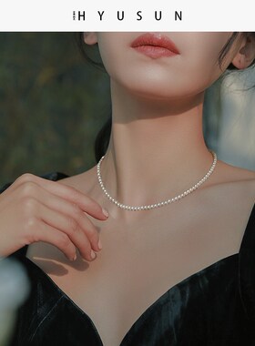 天然淡水小珍珠2mm细颈链锁骨项链女叠戴高级感轻奢小众法式礼物