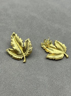 复古做旧镂空树叶耳环女中古个性法式气质胸针高级感镶嵌珍珠颈链