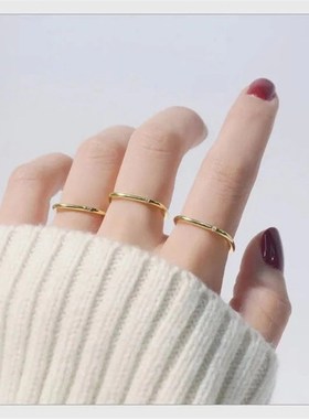 大号细戒指大码女装饰品网红小方戒方钻戒胖妹m粗手食指中指流行