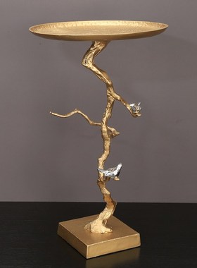 轻奢现代金色边几创意角几茶几摆件托盘水果盘样板间装饰中式摆设