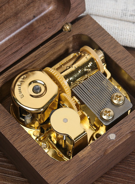 sankyo机芯Diy刻字胡桃木八音盒