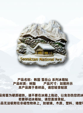 韩国雪岳山冰箱贴旅行纪念品伴手礼留言贴纪念创意立体可爱装饰