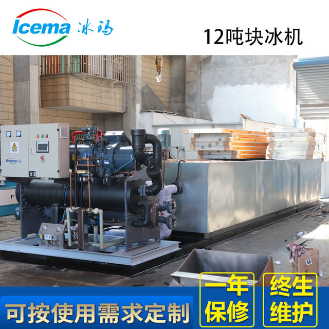 Shanghai salt water block ice machine vegetable cooling large ice machine produces 12 tons per day 100kg ice tiles