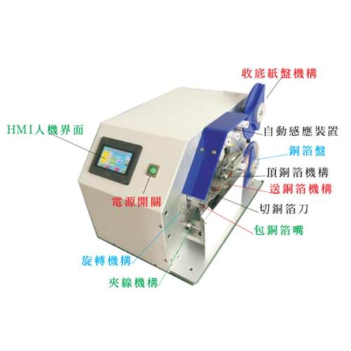 屏蔽线USB线材自动包铜箔机数据线全自动包铜裹铜箔卷绕机 - 图0